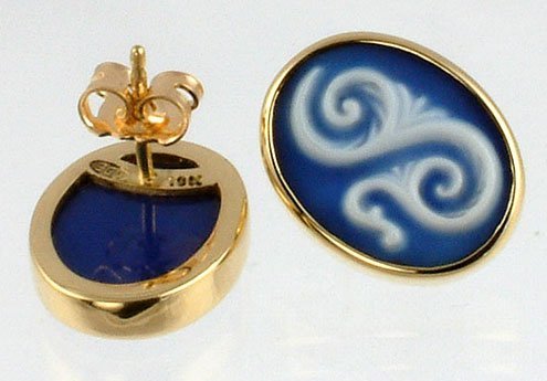 Custom Earrings with Cameo Scroll Design