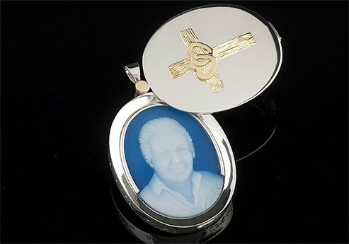 Silver and Gold Locket with Cameo of a Man