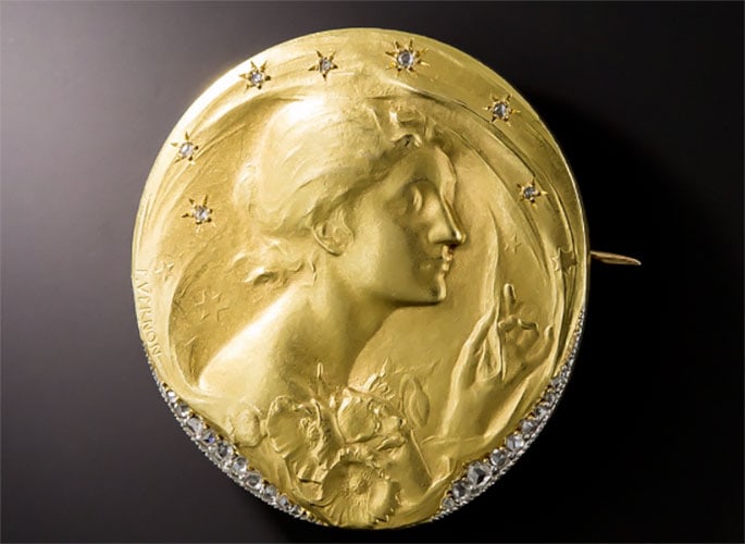 art nouveau antique gold cameo